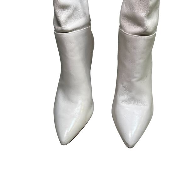 Larroude Cindy Heeled Pointed Toe Boot In Ivory Leather Size 10 - Picture 10 of 11